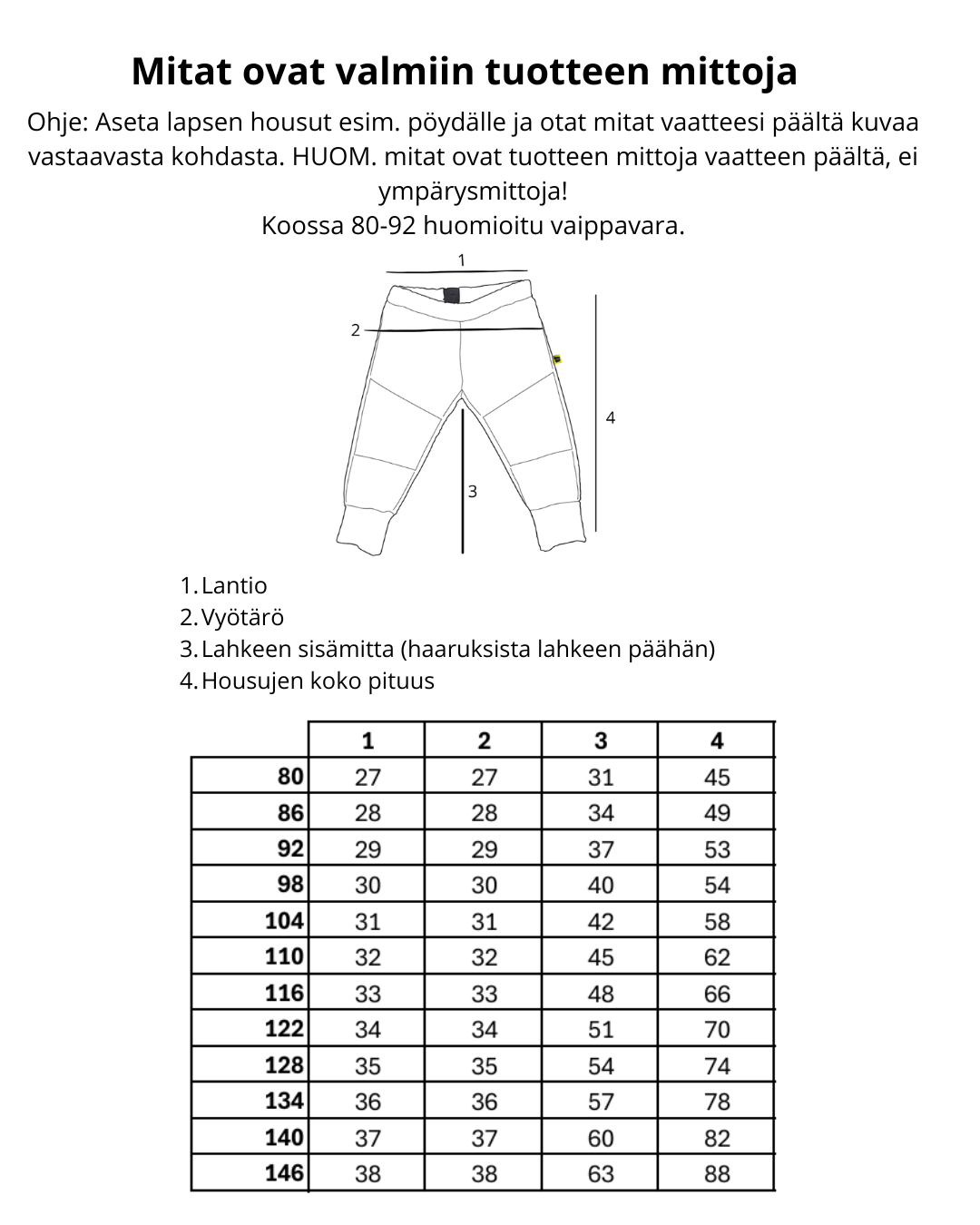 Kestävät lasten housut // Vaaleanpunainen