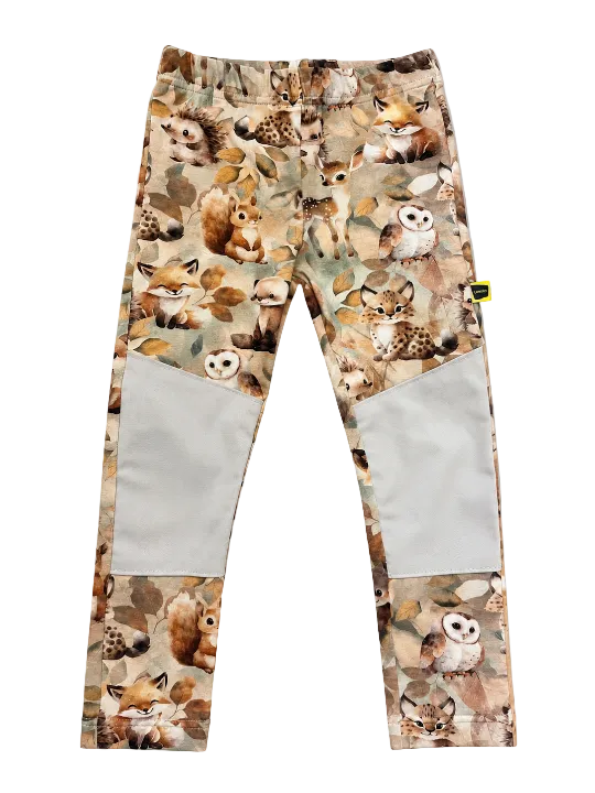 Leggings with reinforced knees - light animal print