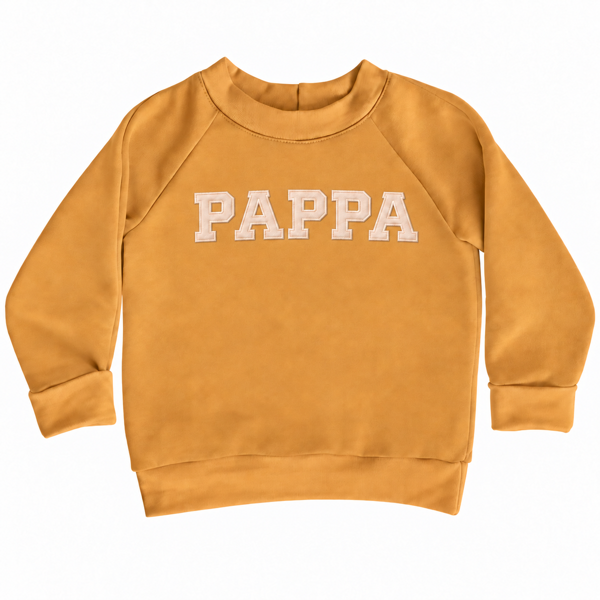 Pappa-svetari – isänpäivälahja – mustard väri, kangasapplikointihavainnekuva