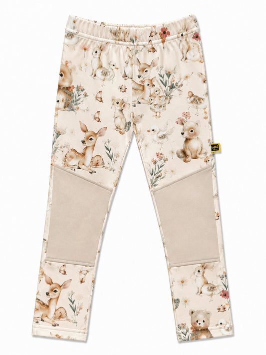 Leggings with reinforced knees - light animal print