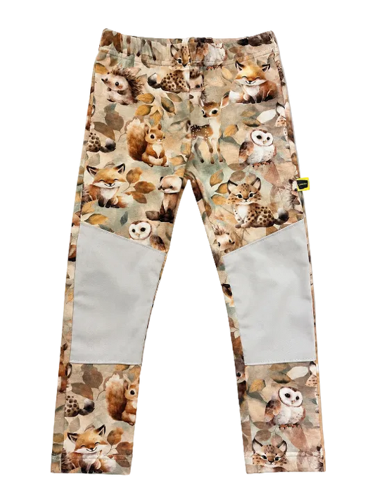 Leggings with reinforced knees - light animal print