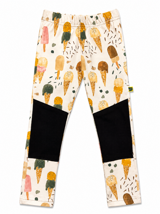 Leggings with reinforced knees - light animal print
