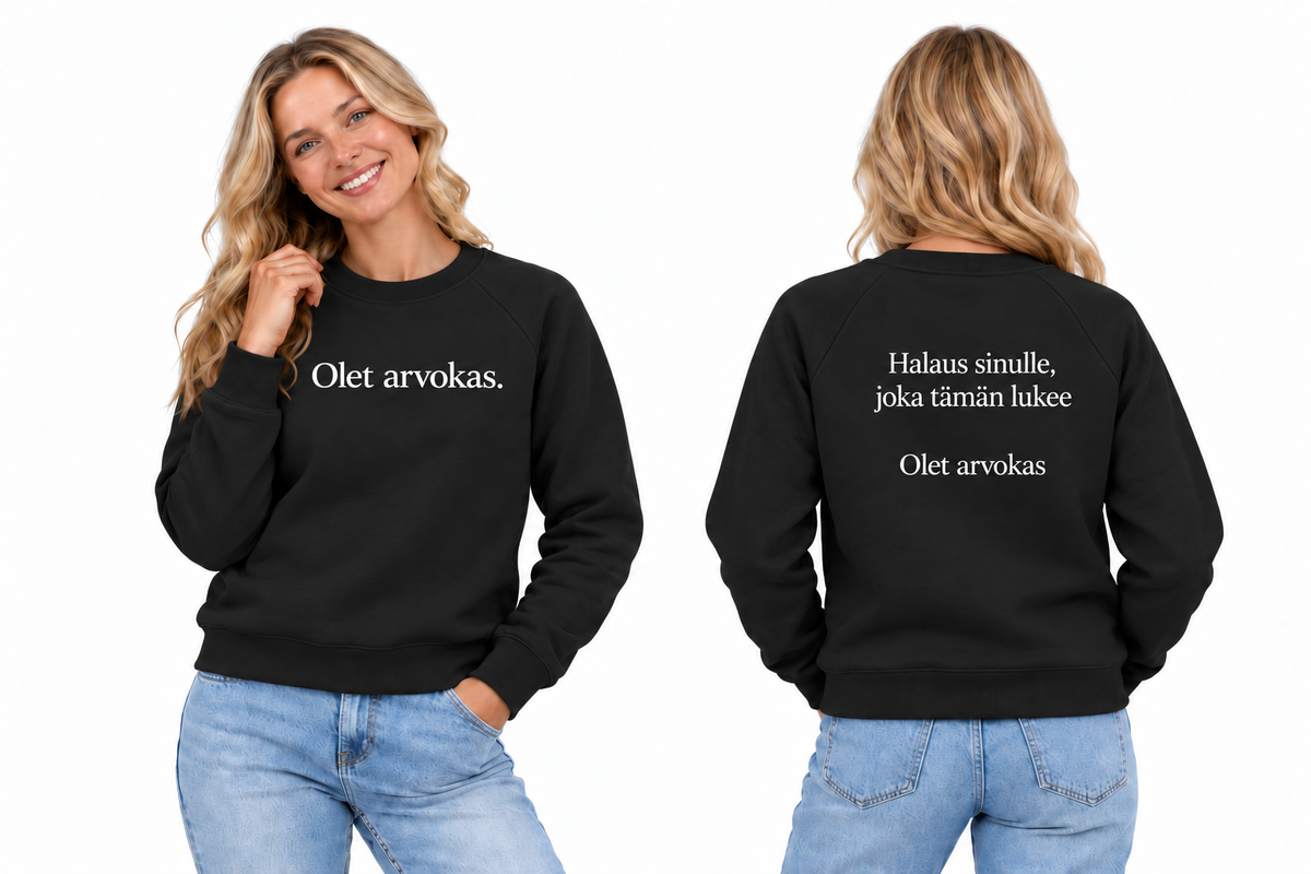 arvokas-college-black – edestä ja takaa