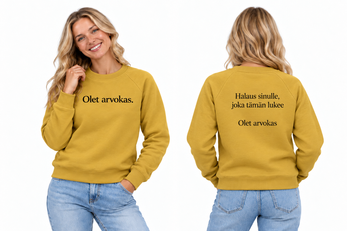 arvokas-college-mustard – edestä ja takaa
