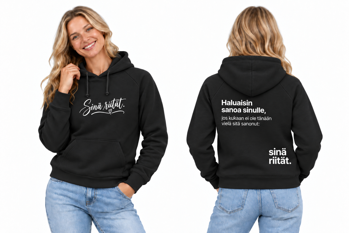 riitat-hoodie-black – edestä ja takaa